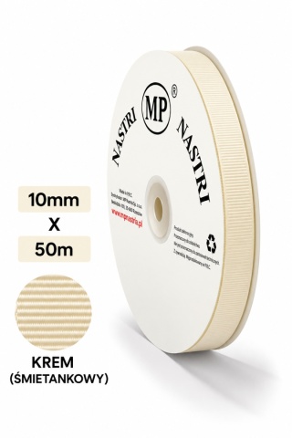WSTĄŻKA RYPSOWA KREMOWY 50M X 1CM