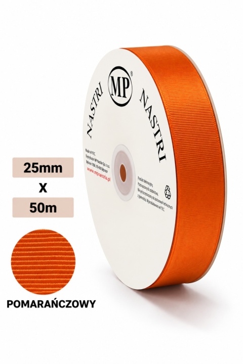 WSTĄŻKA RYPSOWA POMARAŃCZOWA 50M X 2,5CM