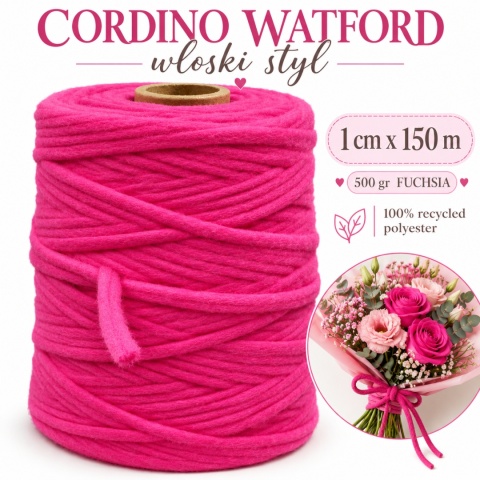 Włoski sznurek CORDINO WATFORD 500gr, FUCHSIA
