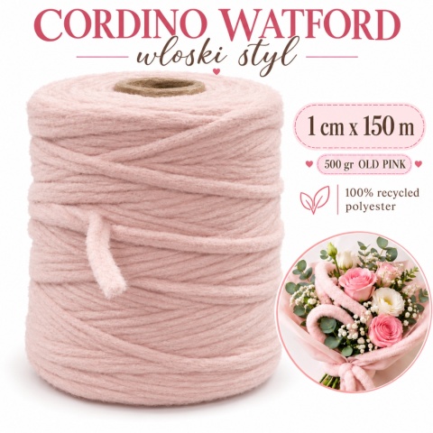 Włoski sznurek CORDINO WATFORD 500gr, OLD PINK