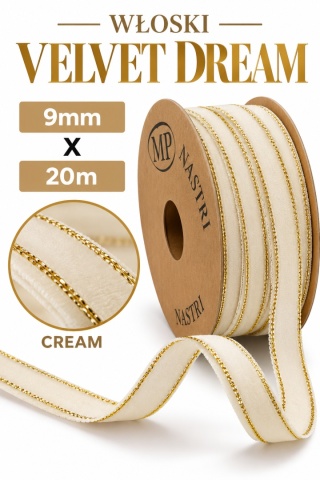 Wstążka NASTRO VELVET DREAM 9mm x 20m, CREAM
