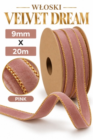 Wstążka NASTRO VELVET DREAM 9mm x 20m, PINK