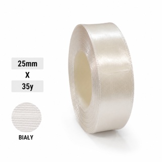 Wstążka klasyczna 2,5cm 35y, biały