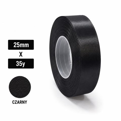 Klasická stuha 2,5cm 35y, čierna