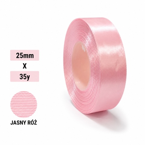 Wstążka klasyczna 2,5cm 35y, jasny róż