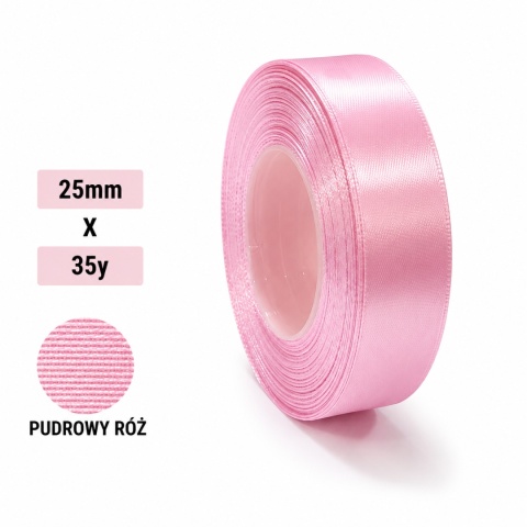 Wstążka klasyczna 2,5cm 35y, pudrowy róż