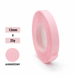Wstążka rypsowa 1,2cm 25y, jasnoróżowy