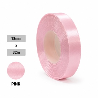 Wstążka satynowa – 18 mm × 32 m (35y), satyna, kolor: różowy
