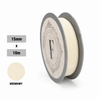 Wstążka tkana 1,5cm x 10m, kremowa