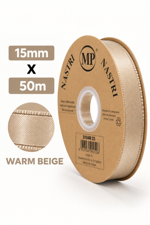 Wstążka włoska LIGHT DOUBLE SATIN 1,5cm 50m DOVE-GREY