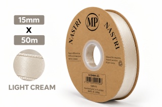 Wstążka włoska LIGHT DOUBLE SATIN 1,5cm 50m LIGHT CREAM