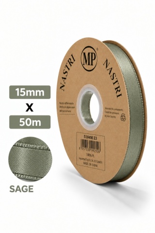 Wstążka włoska LIGHT DOUBLE SATIN 1,5cm 50m SAGE