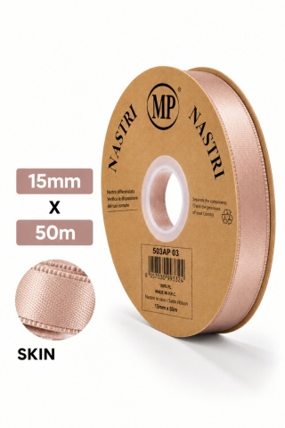 Wstążka włoska LIGHT DOUBLE SATIN 1,5cm 50m SKIN