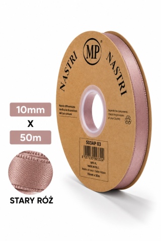 Wstążka włoska LIGHT DOUBLE SATIN 1cm 50m DARK PINK