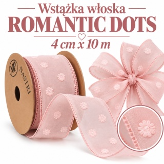 Wstążka włoska NASTRI ROMANTIC – 4 cm × 10 m, szyfon, różowy
