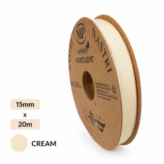 Wstążka włoska materiałowa 1,5cm 20m CREAM