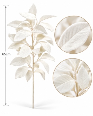 Gałązka velvet 65 cm, biały