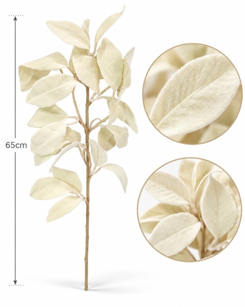 Gałązka velvet 65 cm, krem