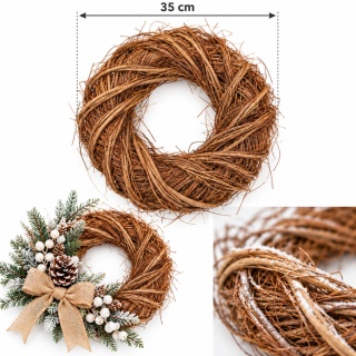 Wianek naturalny 35 cm, brąz